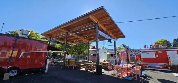 Pergola covered seating.