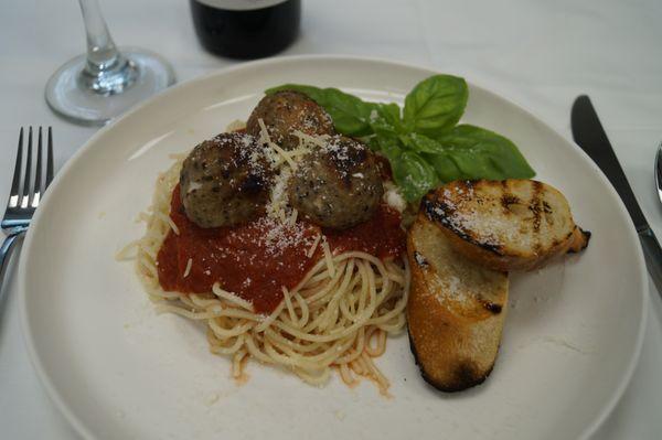 Our Homemade Meatballs, spaghetti and sauce.