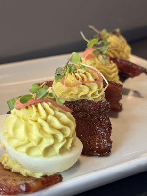 Astro Deviled Eggs, the candied bacon is INCREDIBLE.