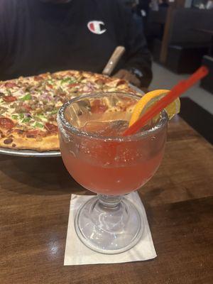 Strawberry Margarita and The Tavern Pizza