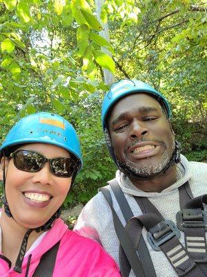 James and Maria on the zipline