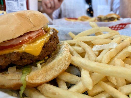 My cheeseburger with SS fries! YUM! GET IT! :)...