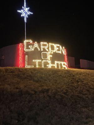 Garden of lights sigh with lighted star