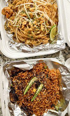 Chicken shrimp pad Thai   beef noodles