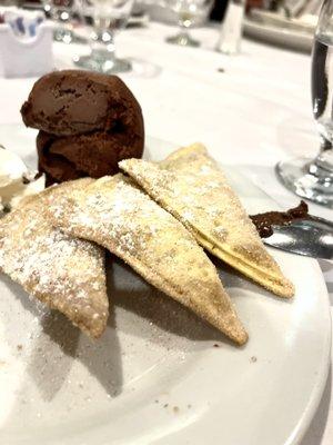 Sweet Filling: The Nutella Filling Was The Only Satisfying Part In This Ravioli Dessert. & The Chocolate Ice Cream Was Good Too)