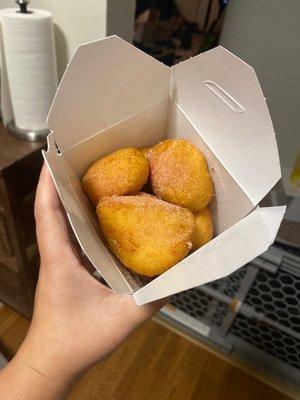 Fried Donuts -$5 (It was ten fried dough balls the size of a handball, covered in pink sugar)