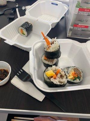 The kimbap is really good the veggie and specially the beef one..!