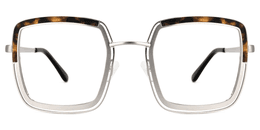 Oversized mixed material square frame in tortoise.