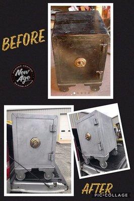 Old safe we blasted! #newagepowdercoating #sandblasting #newagepower