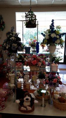 A view from the inside..gifts and silk flowers always ready for a home!