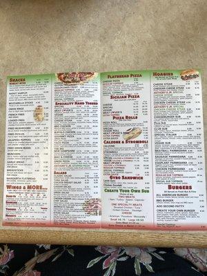 The menu