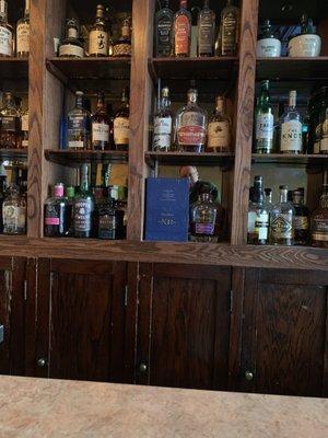 Bourbon and Scotch selection.