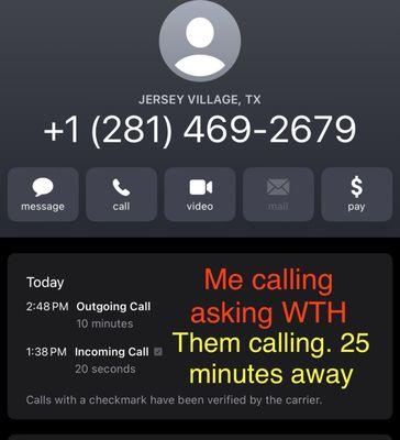 Them only calling once when "tech was 25 minutes away" and me calling later when the guy no showed.
