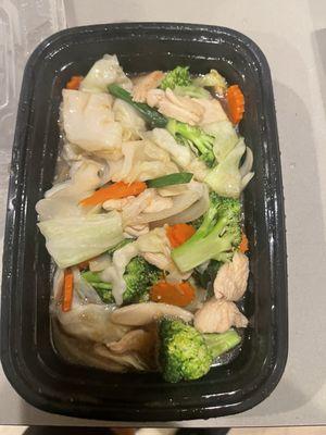 Supposedly sautéed vegetables and chicken let's just call them microwaved and flavorless