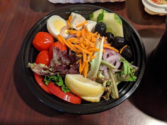 Delicious salad with two choices of salad dressing