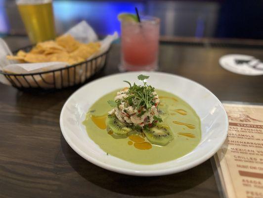 This is the miniature version of their kiwi ceviche as you can see the presentation is amazing but it's also very tasty!