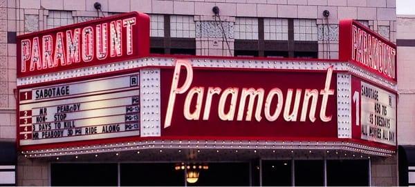 Main entrance with the theater's marquee