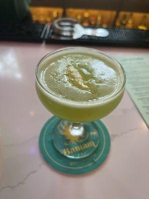 A bright green field cocktail