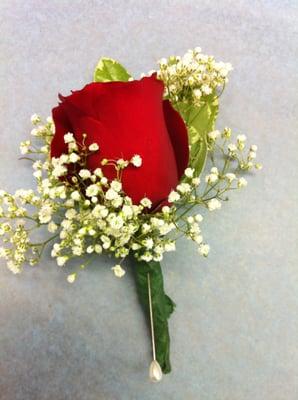 Red rose Boutonnière