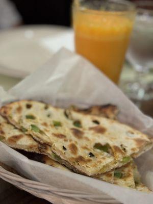 Goat Cheese Naan and Mango Lassi