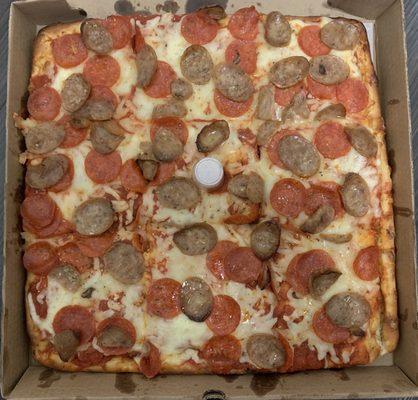 Sicilian pepperoni and sausage.