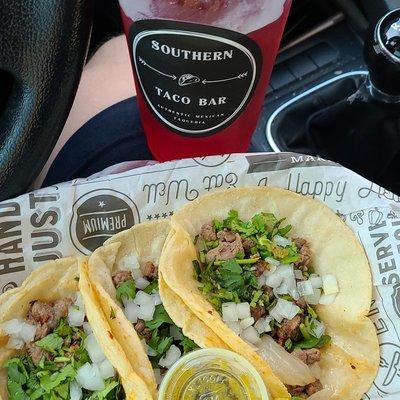 Tacos and Aguas Fresca.