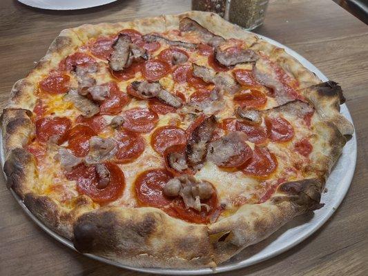 Pepperoni and sausage pizza