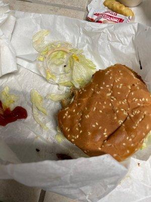 The top of a ranch container was in my burger, like really??!! Never going here again.