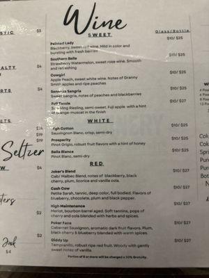 Wine menu