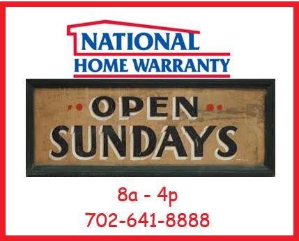 National Home Warranty is now open Sundays!