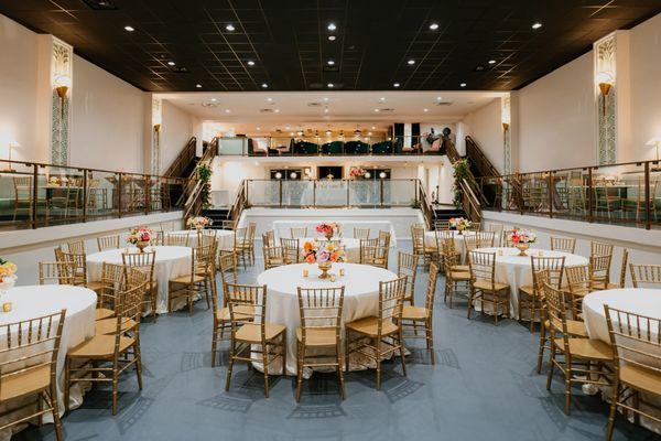 Love is blooming during this stunning reception setup.