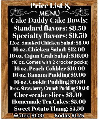 Menu & Price List