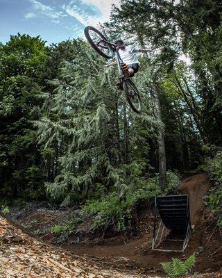 Big send off the mulch jump.