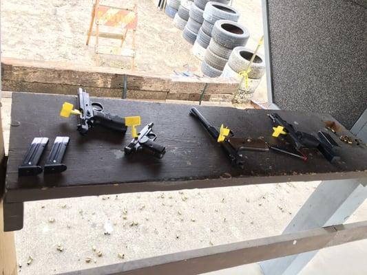 Whole lotta fun! Two .40 Cal Pistols, one .22 pistol, and FN Browning 1910 .380 Auto.