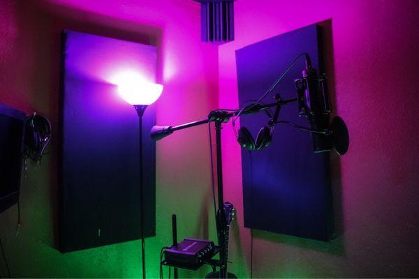 Da Spaceship Studio A Recording booth with the Manley Reference mic aka the Truth Tella at the best recording studio in Houston, Texas.