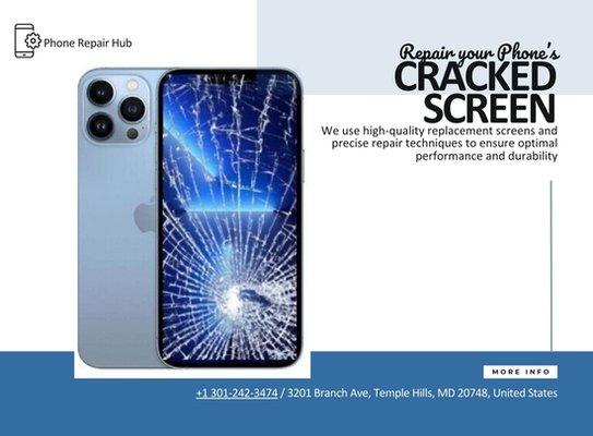 Solve your screen-related problem with Phone Repair Hub. We can understand how frustrating a broken/cracked screen can be. Don't panic!