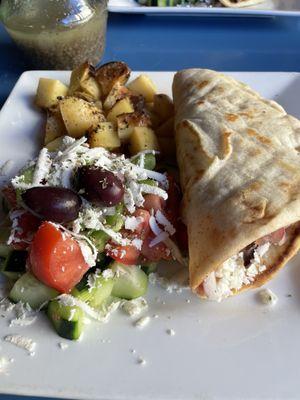 Lamb Gyros, potatoes, and salad