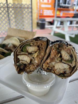 Chicken fajita burrito