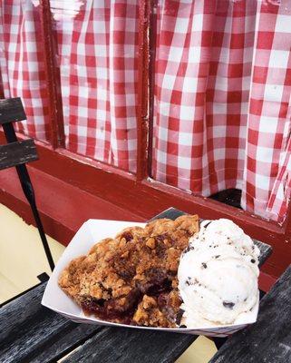 Cherry walnut crumble with house made mint chip