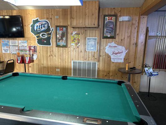 The pool table in the back room