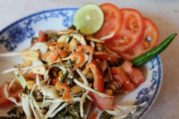 Pickled green tea leaf salad