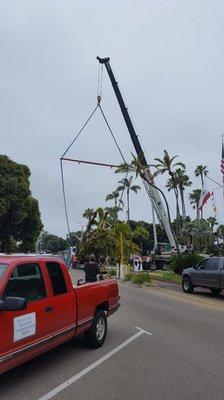 Transplanting palm trees Bahia Hotel