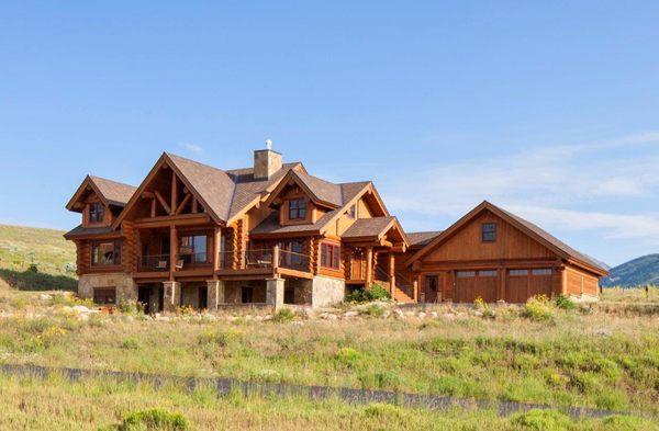 Log Home with Log Post & Beam Garage