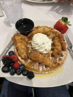 The Chicken and Waffles, fruit is always fresh *chefs kiss*