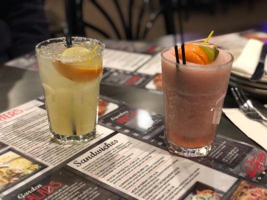 Traditional Lime Margarita (left) and Blended Strawberry Margarita (right)