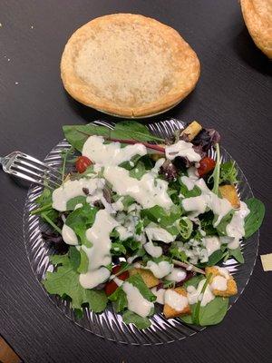 Salad and chicken pot pie. Delicious!