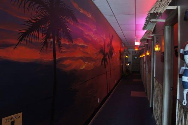 Inside Of Aloha Tan (Formally Totally Tan Too)  Mural On Wall.