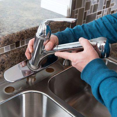 Installed kitchen sink faucet