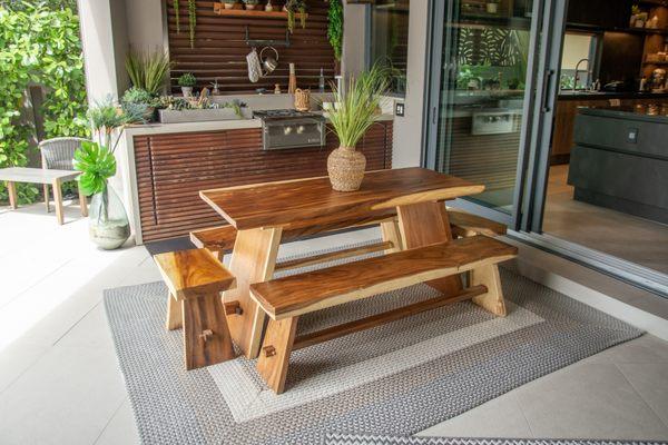 Organic bench & table set