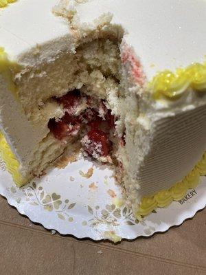 Cake with strawberry filling